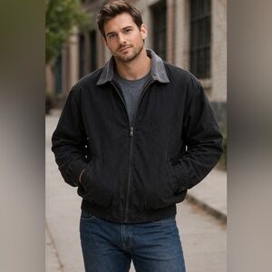 Bill Blass Men's Dark Gray Bomber Jacket